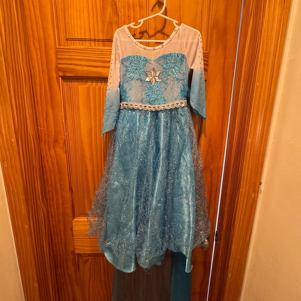 Girls Blue Sparkle Princess Elsa Costume Dress size 5/6